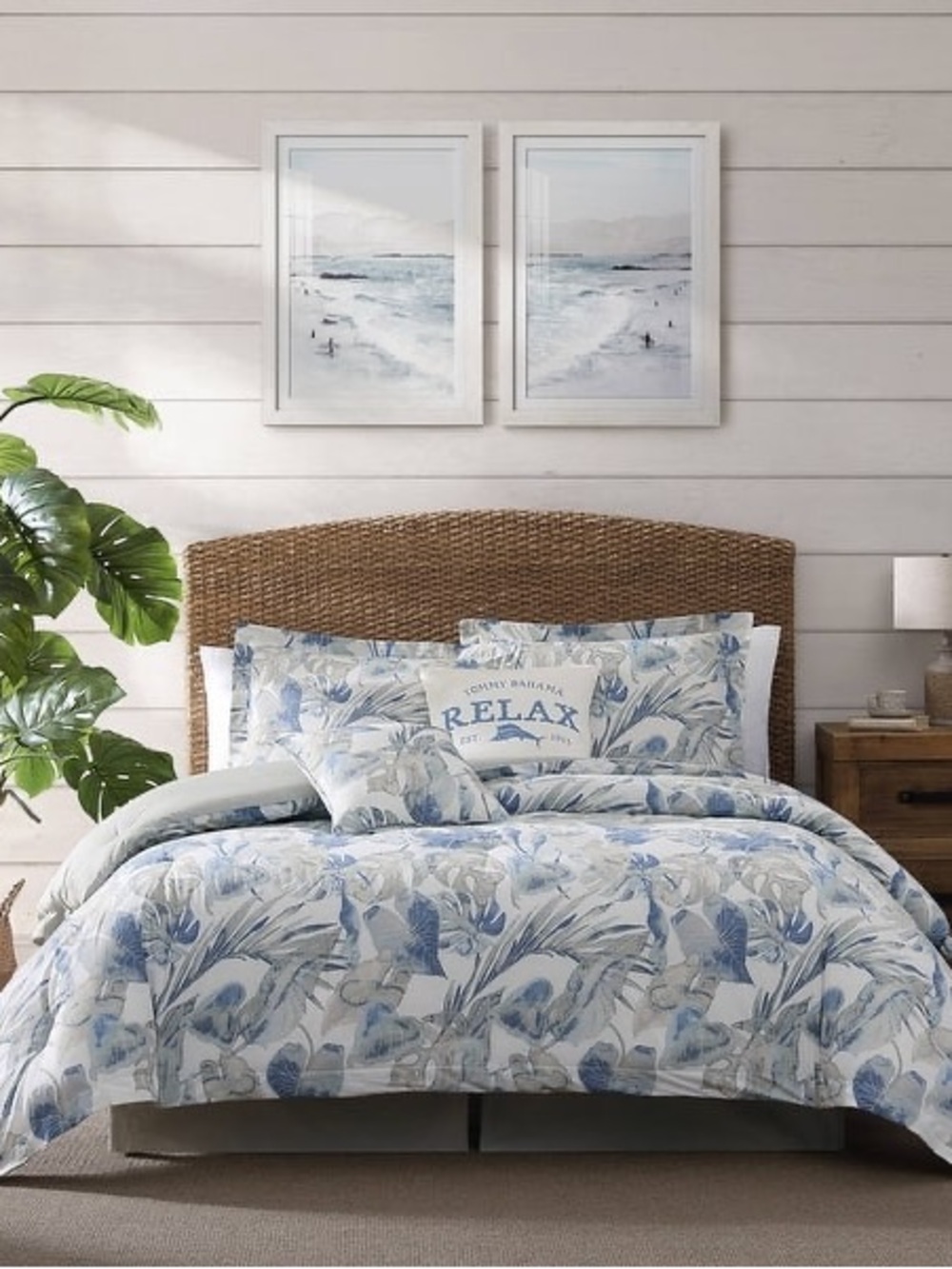 Tommy Bahama Raw Coast Blue Cotton Reversible 4pc  Comforter Set King Open BoX